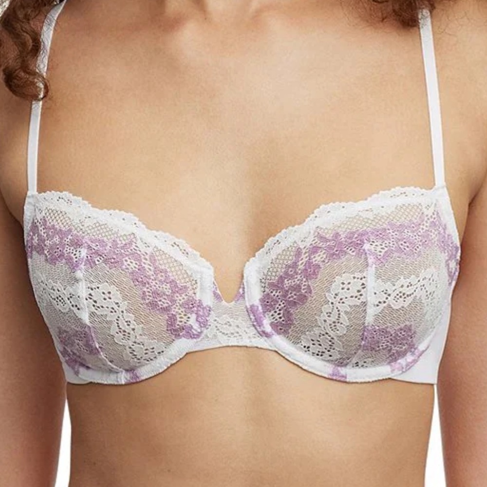 Skarlett Blue Floral Lace Unlined Balconette Underwire Bra Sz 32B